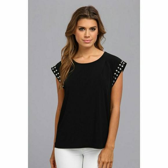 Michael Kors Tops - New! MICHAEL KORS Studded Sleeve Black Top Blouse
